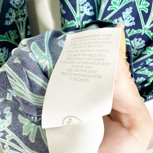 Boden Womens Florrie Dress Long Sleeve High Neck Back Zip Green Blue Size 8P - Picture 11 of 11